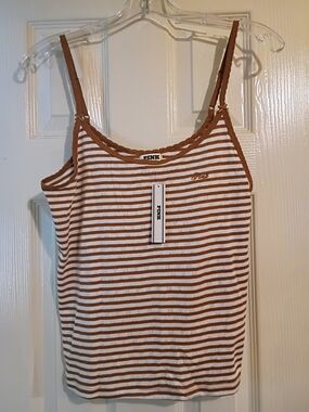 PINK Victoria's Secret Brown & White Striped Camisole Tank